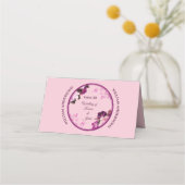 パープルフローラ結婚リングや輪座席表 プレイスカード (裏面)