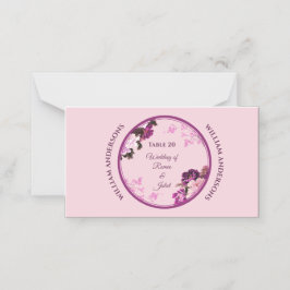 パープルフローラ結婚リングや輪座席表 プレイスカード