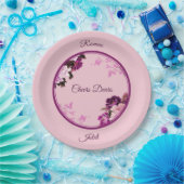 パープルフローラ結婚リングや輪紙プレート ペーパープレート (パーティー)