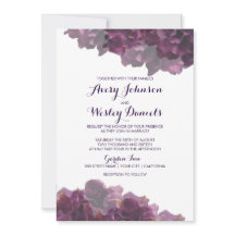 パープルフローラ結婚式招待状