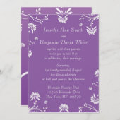パープルフローラ結婚式招待状 招待状 (正面/裏面)