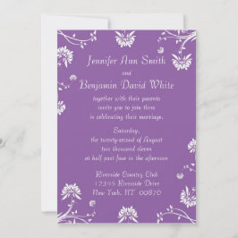 パープルフローラ結婚式招待状 招待状