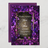 パープルフローラ結婚式招待状 招待状 (正面/裏面)