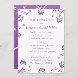パープルフローラ結婚式招待状 招待状
