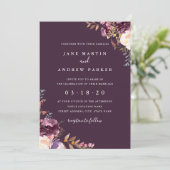 パープルフローラ結婚式招待状 招待状 (スタンド正面)