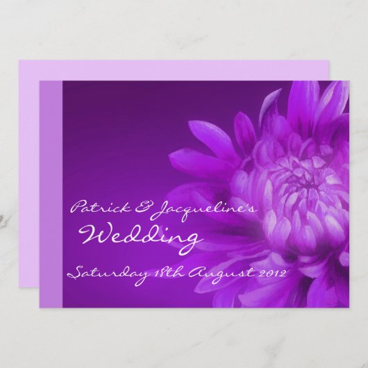 パープルフローラ結婚式招待状 招待状 (正面/裏面)
