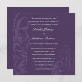 パープルフローラ結婚式招待状 招待状 (正面/裏面)