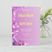パープルフローラ結婚式招待状 招待状 (スタンド正面)