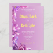パープルフローラ結婚式招待状 招待状 (正面/裏面)