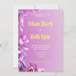 パープルフローラ結婚式招待状 招待状