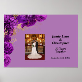 パープルフローラ結婚記念日ポスター ポスター