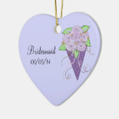 パープルフローラ花嫁ブーケ セラミックオーナメント (左)