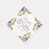 パープルフローラ葉グリーンつる植物85th誕生日 スタンダードランチョンナプキン (角)