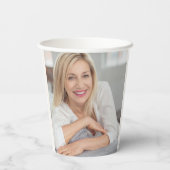 パープルフローラ葉グリーン誕生日50th写真 紙コップ (裏面)