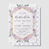 パープルフローラ葉金ゴールドヌエストラボダ結婚ズ ベラム紙招待状 (オフセット (招待状))