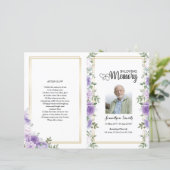 パープルフローラ葬儀プログラムテンプレート (スタンド正面)