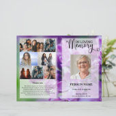 パープルフローラ葬儀プログラムテンプレート (スタンド正面)