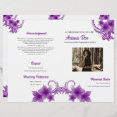 パープルフローラ葬儀プログラムテンプレート (正面/裏面)