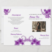 パープルフローラ葬儀プログラムテンプレート (正面)