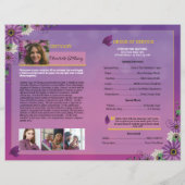 パープルフローラ葬儀プログラムテンプレート (裏面)