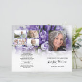 パープルフローラ葬儀プログラムテンプレート (スタンド正面)