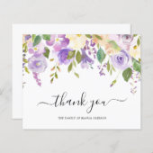 パープルフローラ葬儀予算サンキューカード (正面/裏面)