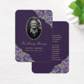 パープルフローラ葬儀祈りの言葉カード (デスク)