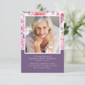 パープルフローラ葬式悔やみや弔慰サンキュー カード (スタンド正面)