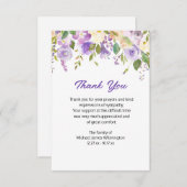 パープルフローラ葬式 サンキューカード (正面/裏面)