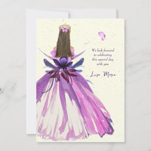 パープルフローラ蝶ドリーミーキンセニェラ 招待状 (裏面)