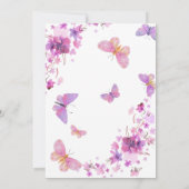 パープルフローラ蝶ベビー誕生日招待状 招待状 (裏面)