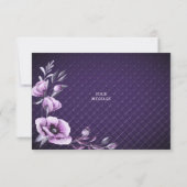 パープルフローラ装飾フラットサンキューカード サンキューカード (裏面)