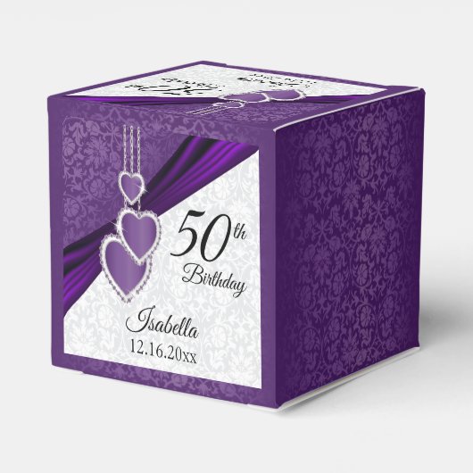 パープルフローラ誕生日デザイン フェイバーボックス (裏面サイド)