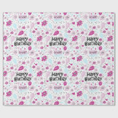 パープルフローラ誕生日包装紙 ラッピングペーパー (フラット)