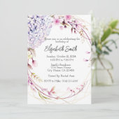 パープルフローラ誕生日招待状テンプレート 招待状 (スタンド正面)