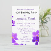 パープルフローラ誕生日 招待状 (スタンド正面)