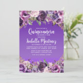 パープルフローラ金ゴールドグリッターキンセアニラ 招待状 (スタンド正面)