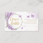 パープルフローラ金ゴールドバタフライおむつラッフルチケット エンクロージャーカード (正面)