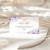 パープルフローラ金ゴールドバタフライおむつラッフルチケット エンクロージャーカード