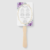 パープルフローラ金ゴールドフレーム結婚式 プログラム ハンドファン (裏面)