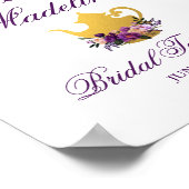 パープルフローラ金ゴールドブライダルシャワーティーウェルカム ポスター (角)