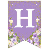 パープルフローラ金ゴールドユニコーンハッピーバースデー バンティングフラッグ (第2の旗)