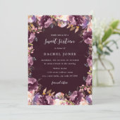 パープルフローラ開花スウィート16招待状 招待状 (スタンド正面)