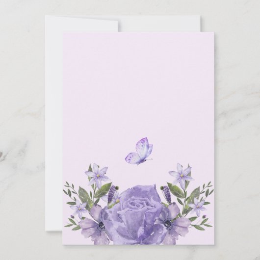 パープルフローラ開花誕生日 招待状 (裏面)