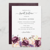 パープルフローラ開花Sweet sixteen招待状 招待状 (正面/裏面)