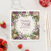 パープルフローラ離れグリーン誕生日75 スタンダードランチョンナプキン (インサイチュ)