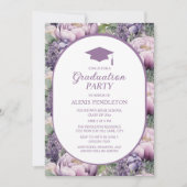 パープルフローラ高校卒業キャップ 招待状 (正面)