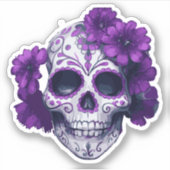 パープルフローラ黒砂糖スカルデーオブザデッド シール (正面)