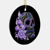 パープルフローラ黒砂糖スカルデーオブザデッド セラミックオーナメント (右)