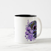 パープルフローラ黒砂糖スカルデーオブザデッド ツートーンマグカップ (正面右)